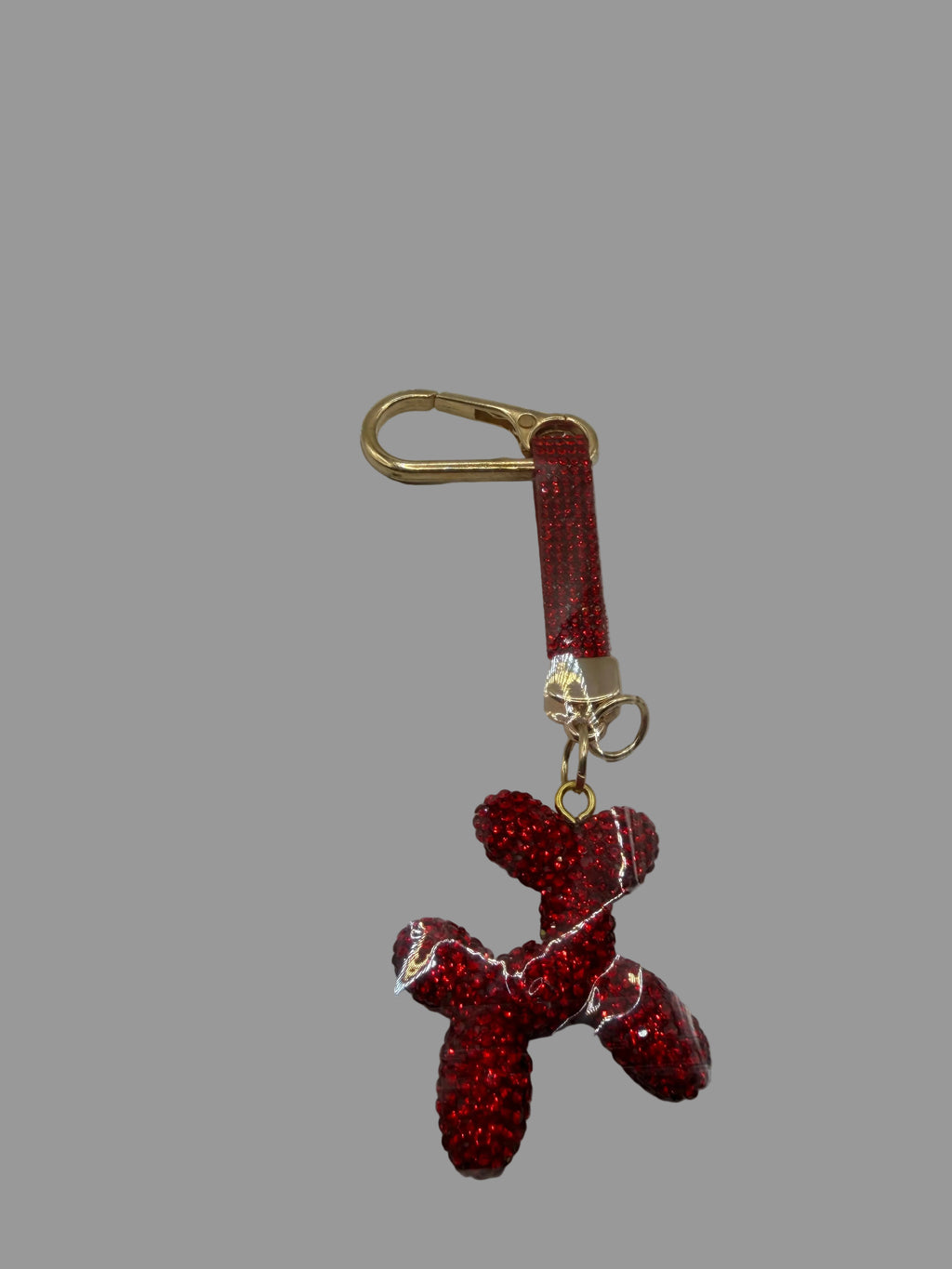 Red Rhinestone Dog Balloon Keychain