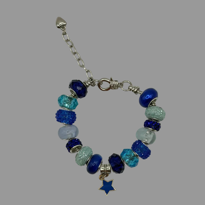 Cobalt Blue Star Charm Pandora-Style Bracelet