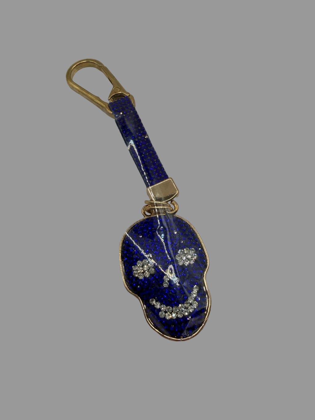 Blue Rhinestone Skull Keychain