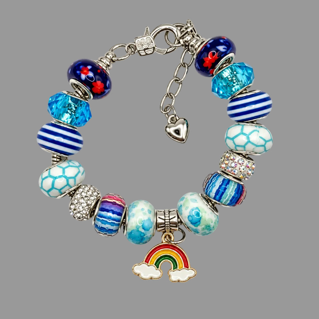 Blue Sky Rainbow Cloud Pandora-Style Charm Bracelet