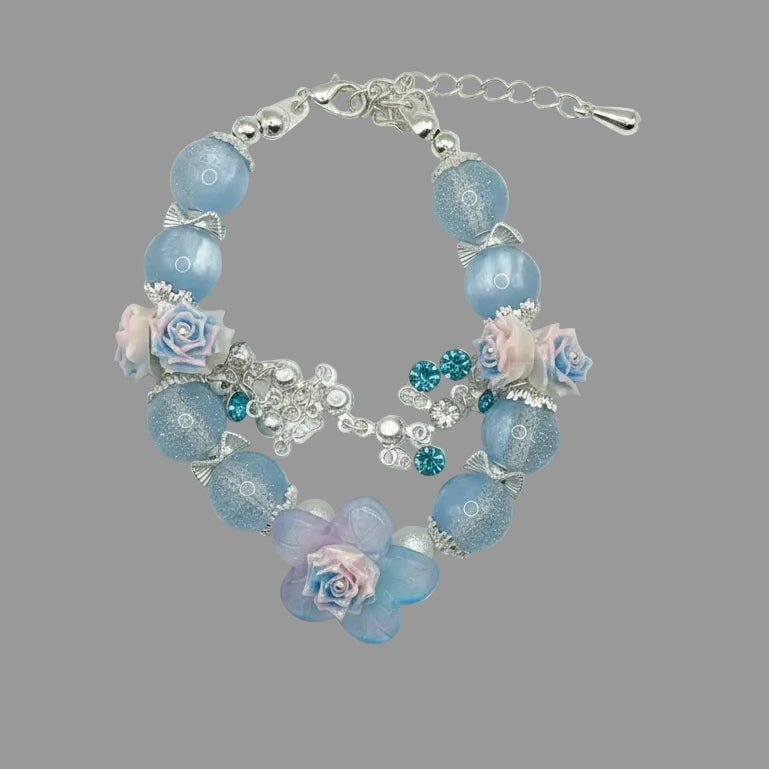 Blue Rose  Charm Bracelet