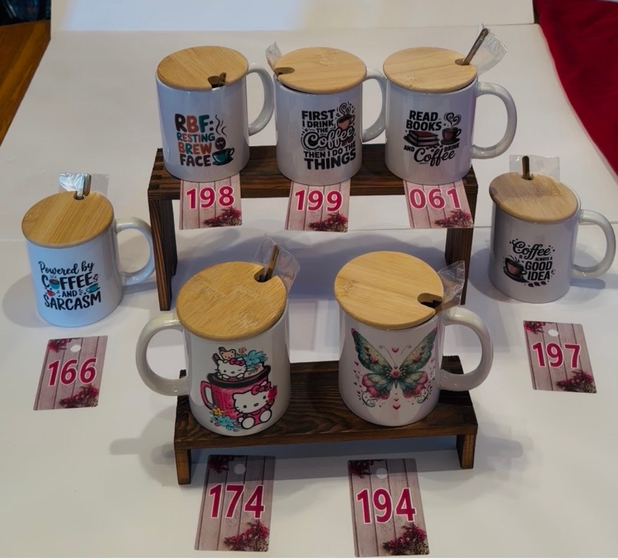 UV DTF Coffee Mugs with Bamboo Lid & Spoon - Set 2