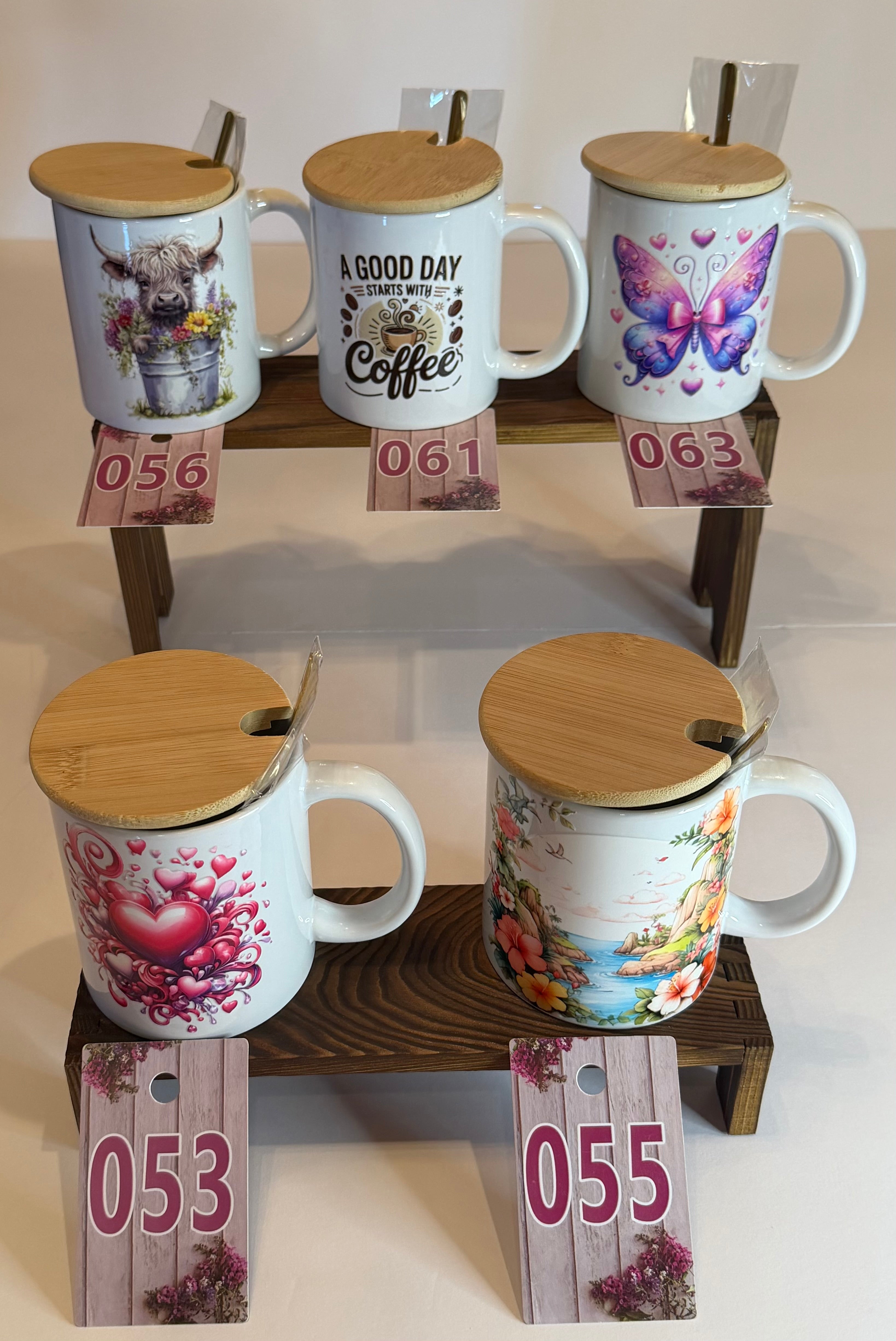 UV DTF Coffee Mugs with Bamboo Lid & Spoon