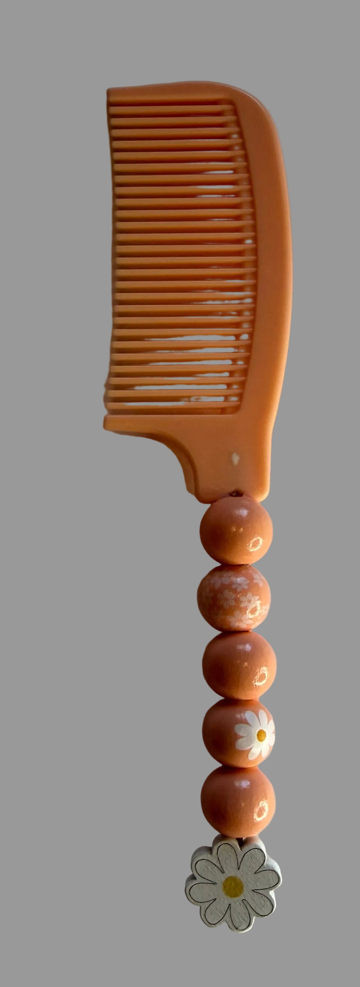 Peach Daisy Beaded Comb