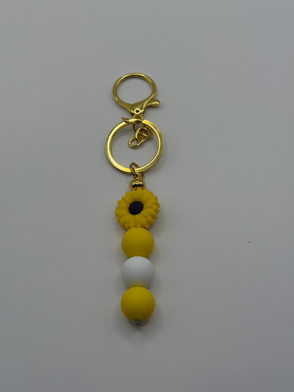 Yellow Sunflower Gold Silicone Beaded Keychain