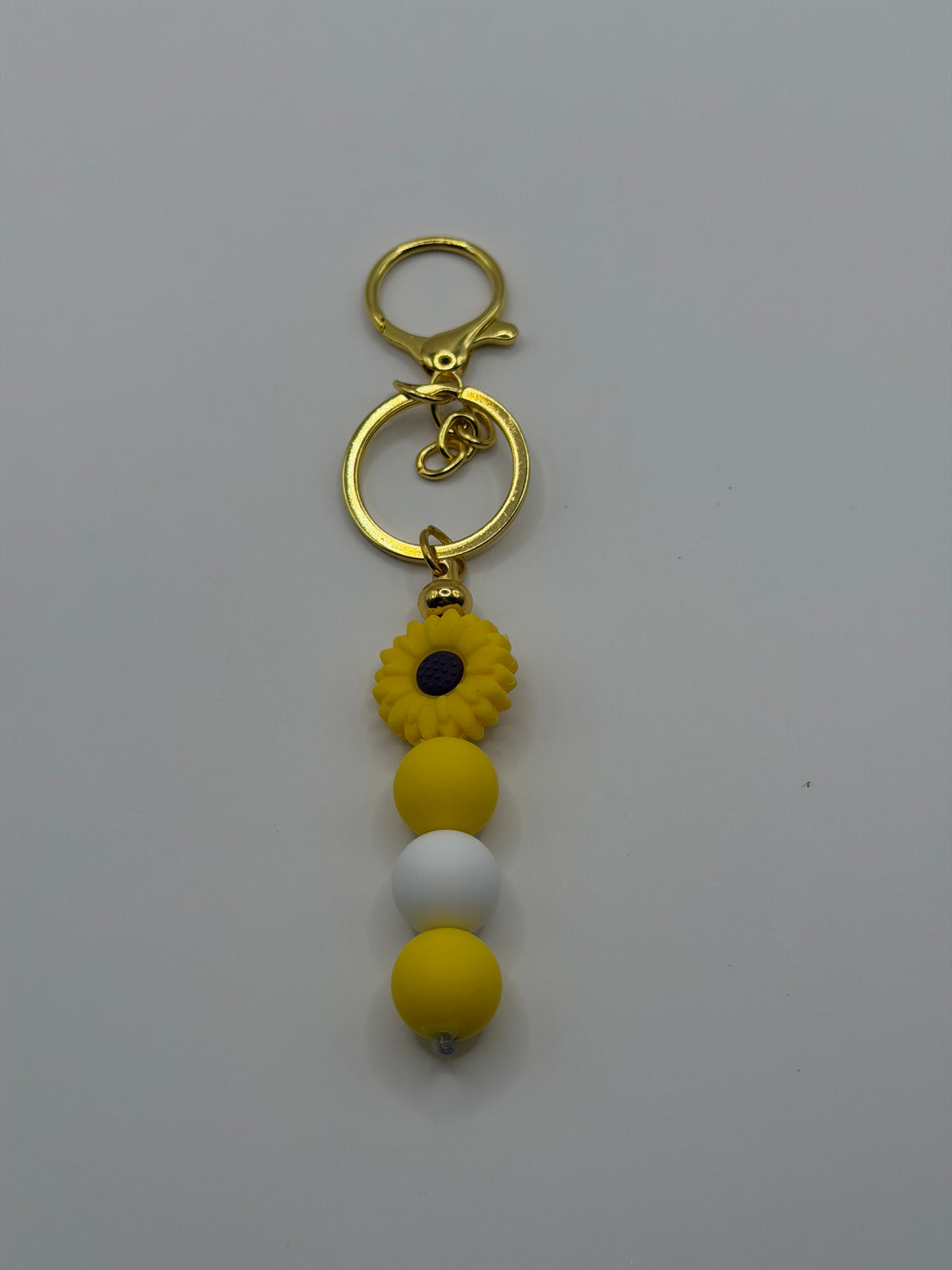 Yellow Sunflower Gold Silicone Beaded Keychain