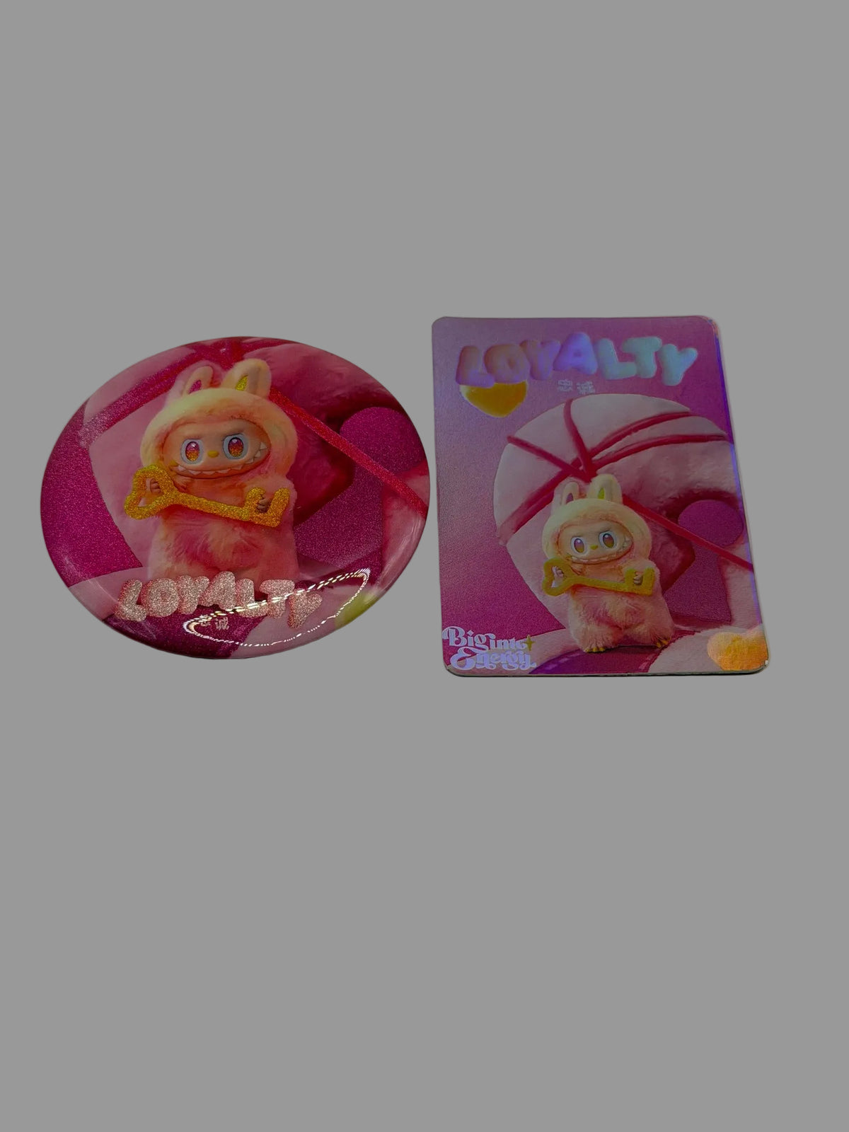 Labubu Big Into Energy Loyalty Button Pin & Collectible Card