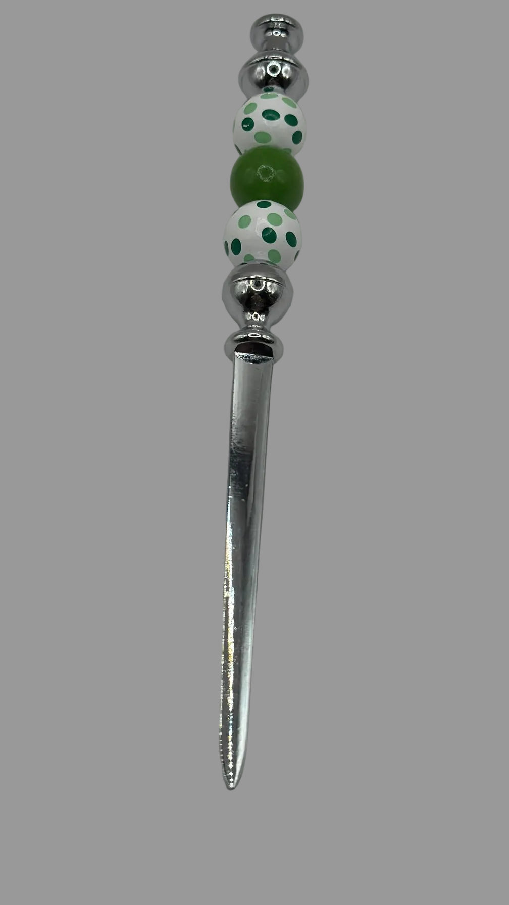 Green & White Polka Dot Beaded Letter Opener