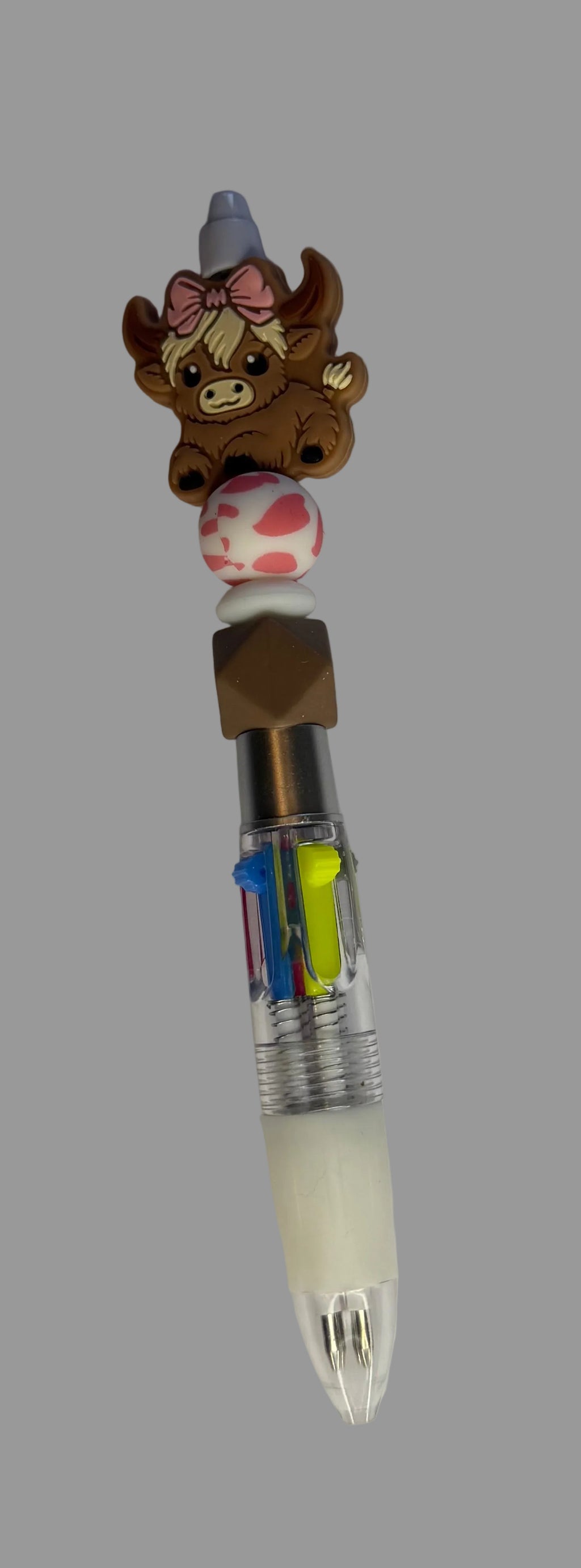 Highland Cow Multi-Color Beaded Pen