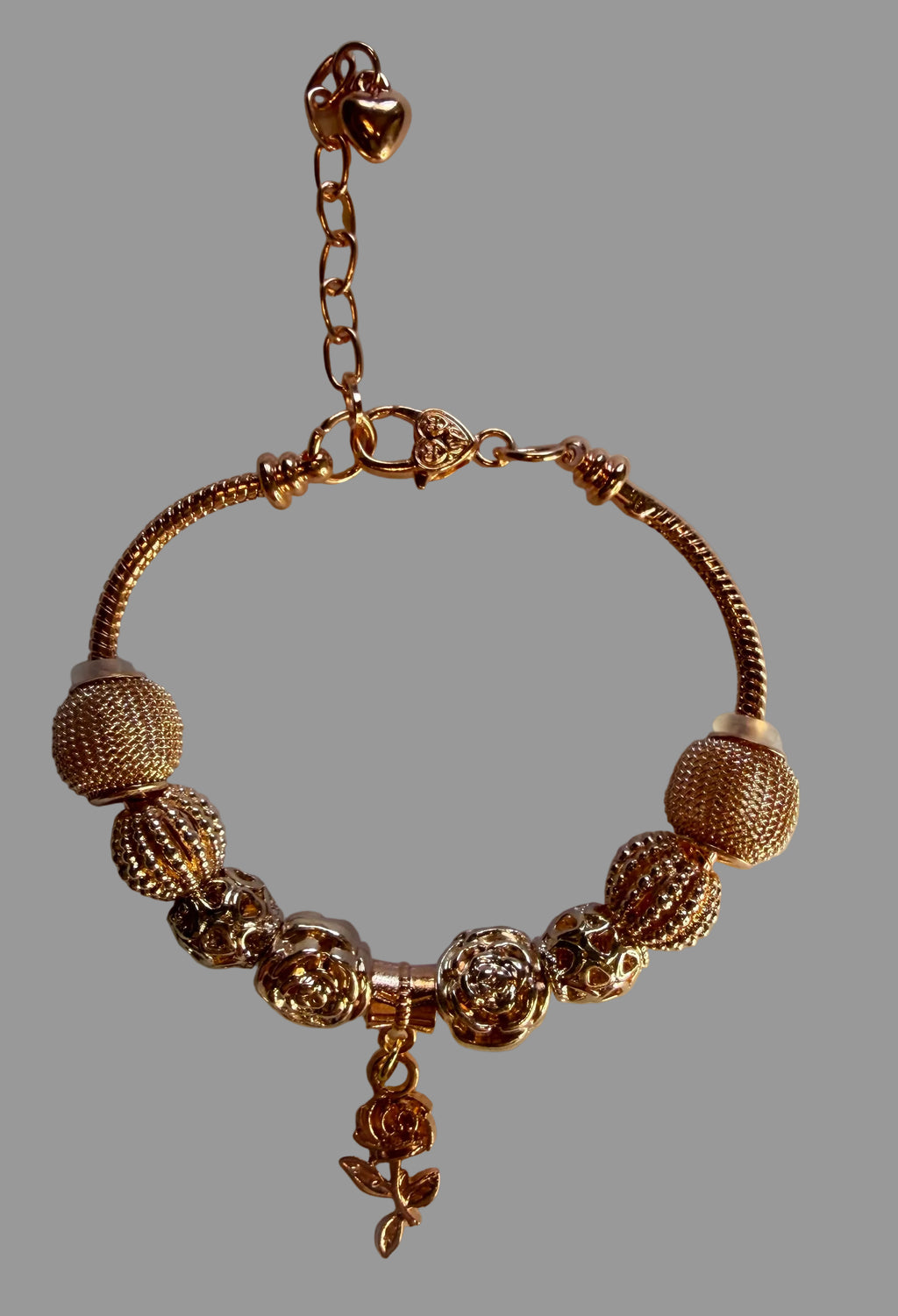 Gold Rose Charm Bracelet