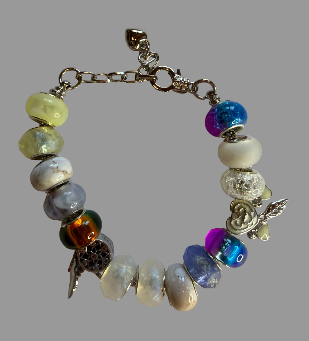 Silver Multicolor Dream Catcher Charm Bracelet