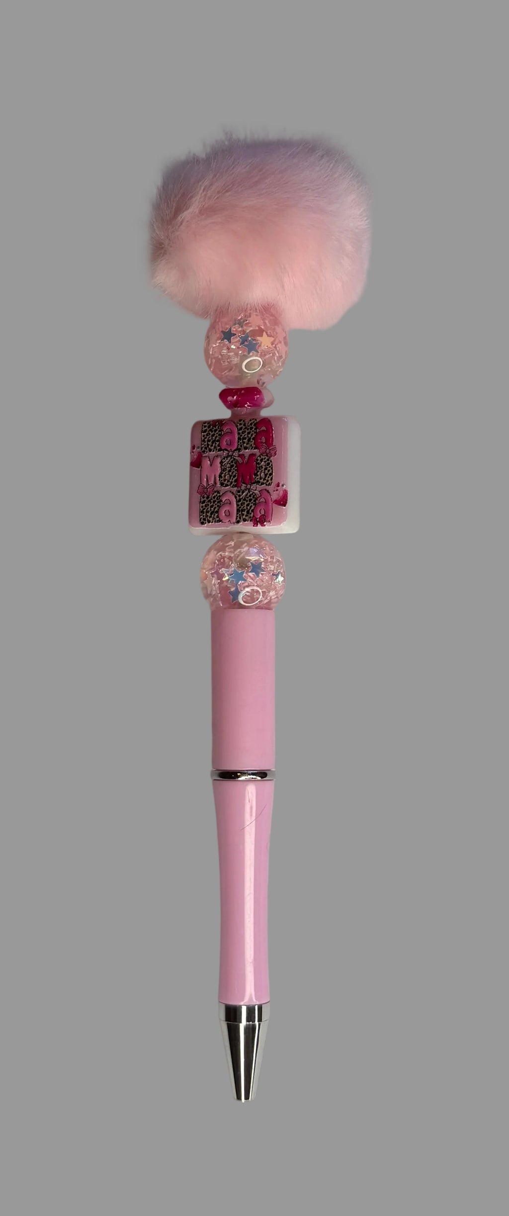 Pink Pom Pom Mama Beaded Pen