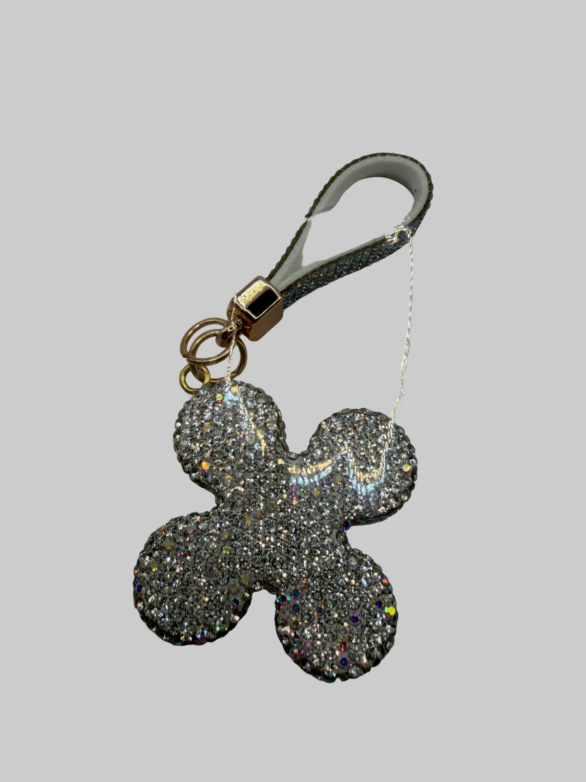 Silver Rhinestone Flower Keychain