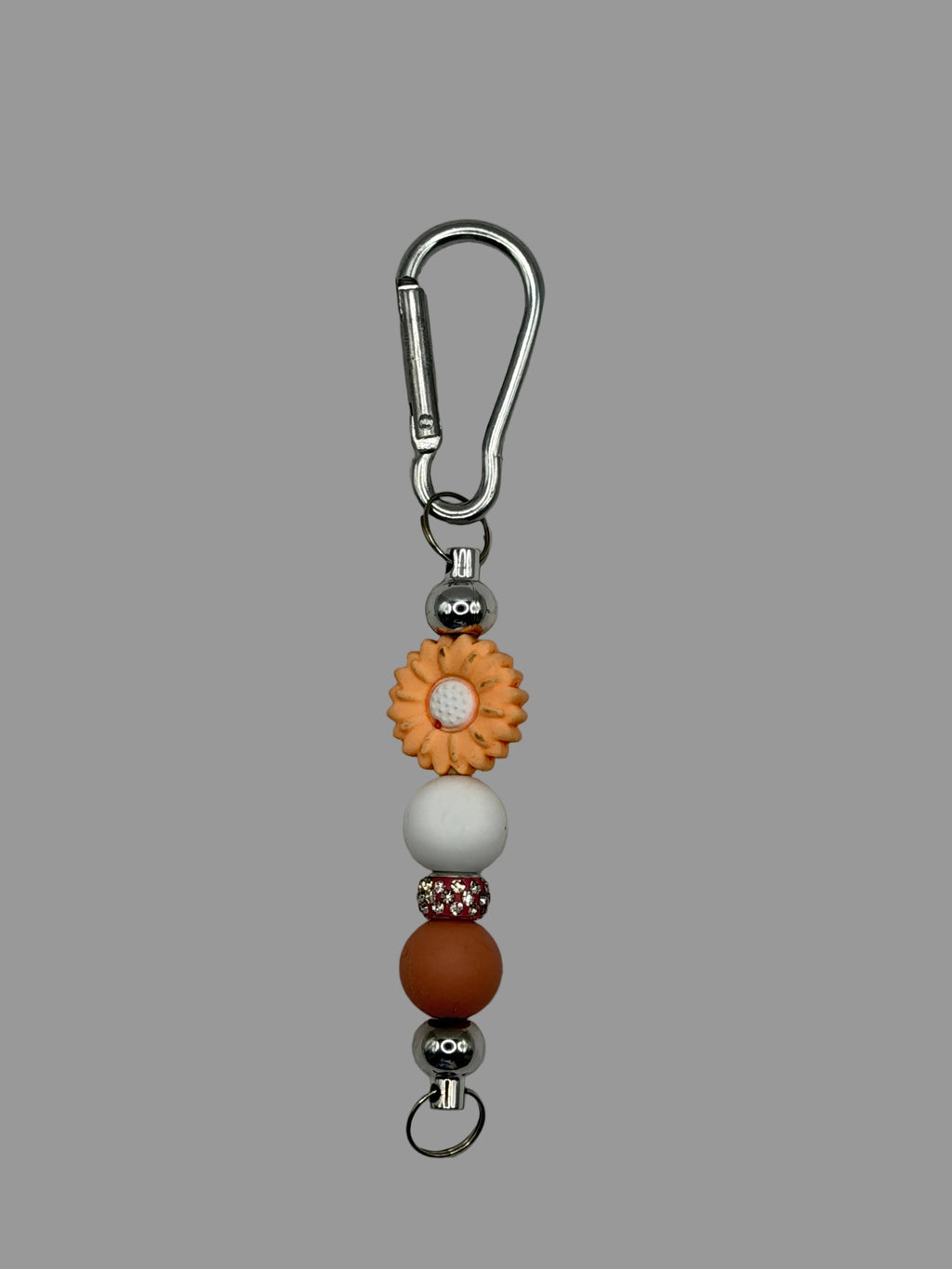 Orange Daisy Beaded Keychain