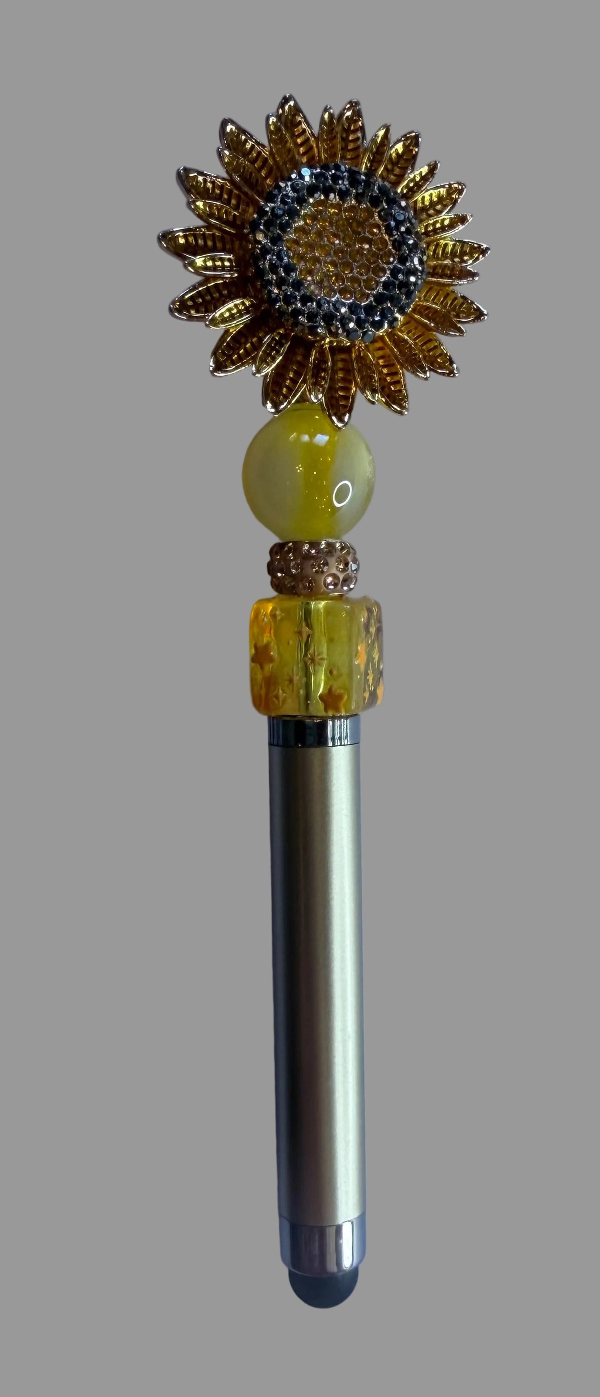 Gold Sunflower Beaded Stylus