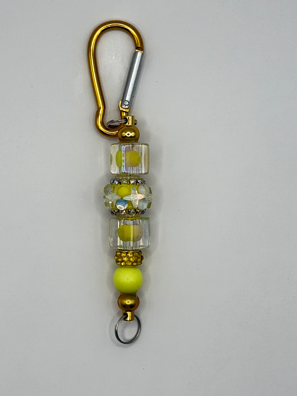 Yellow Daisy Rhinestone Beaded Keychain