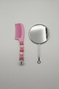 Pink cow beaded comb with silver cow charm
