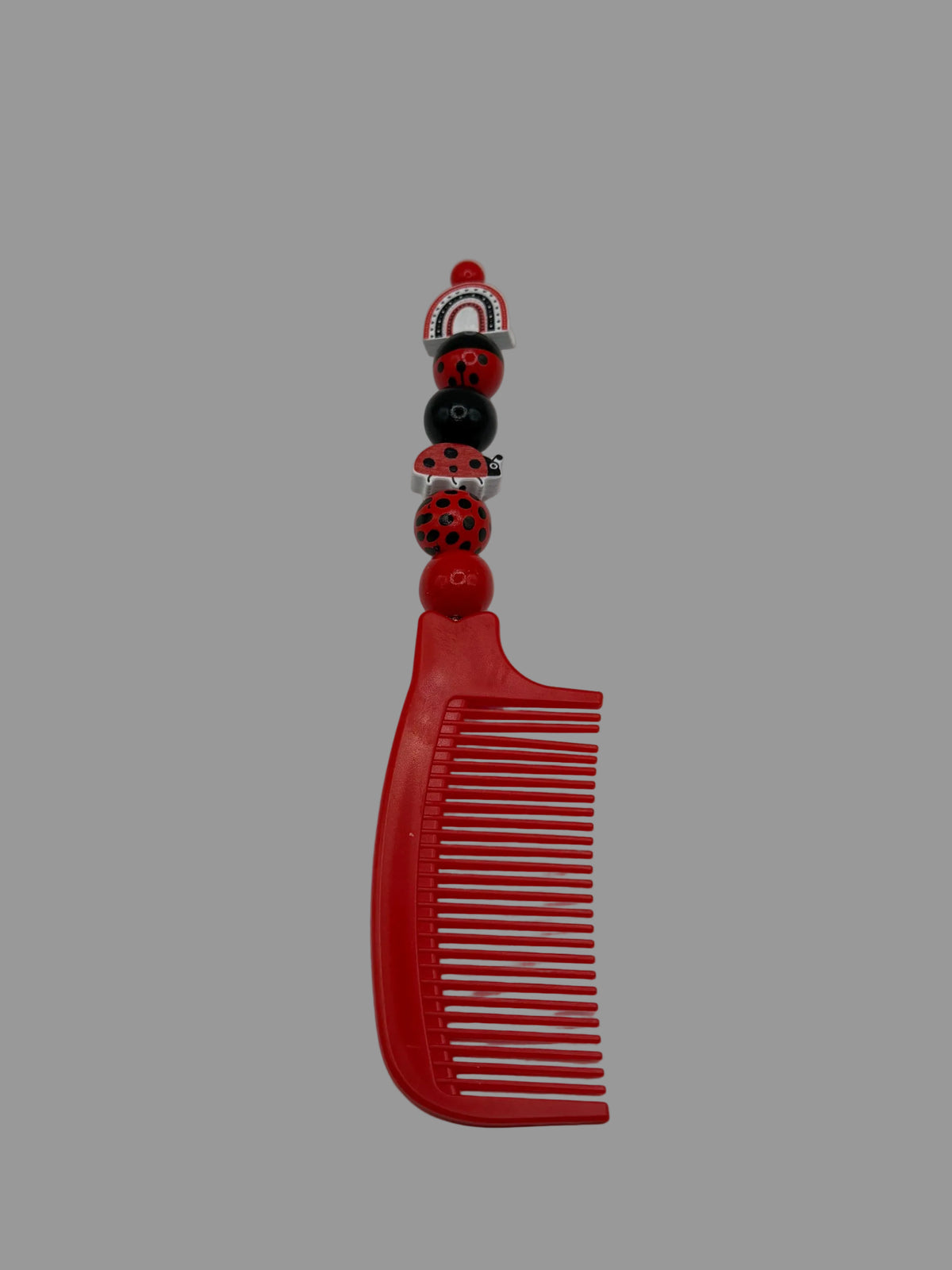 Red Ladybug & Rainbow Beaded Comb
