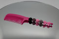 Hot Pink Leopard Beaded Comb with Bow Charm