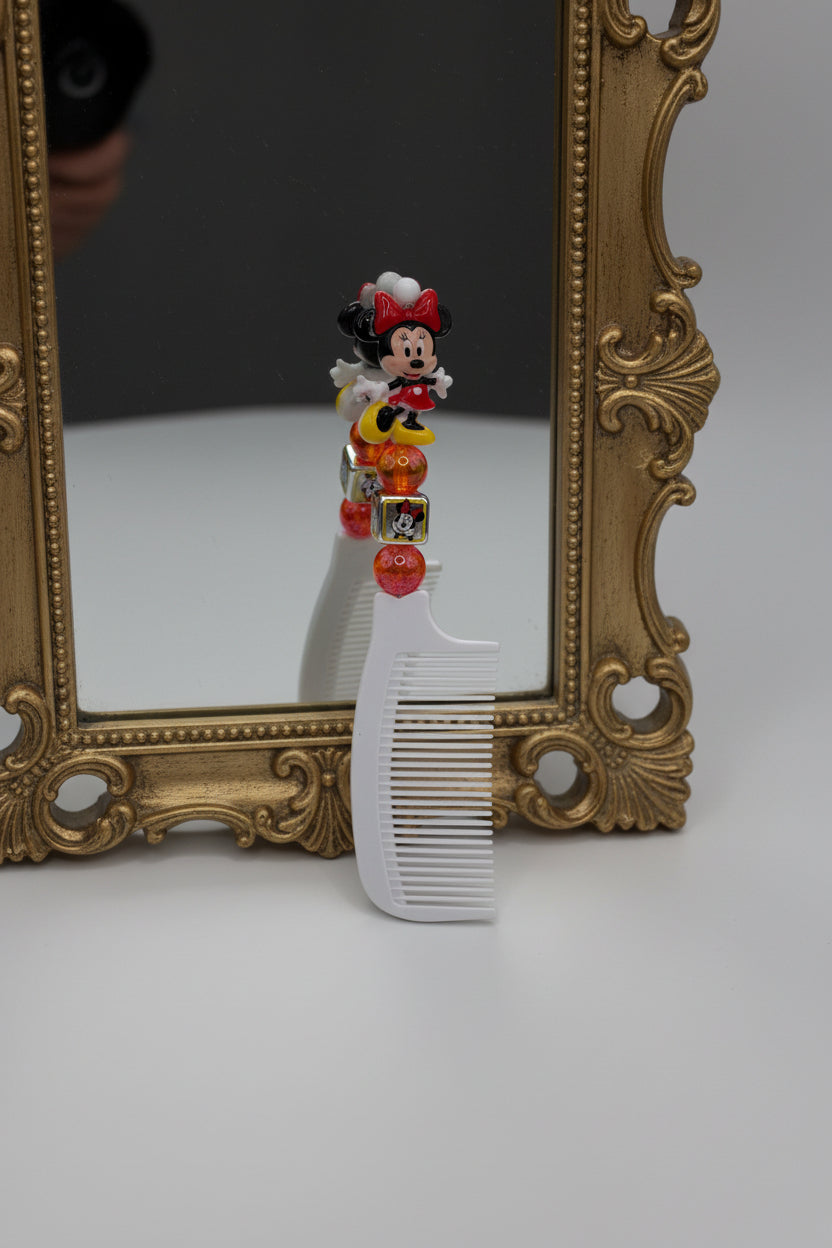 White Minnie Mouse Beaded Comb
