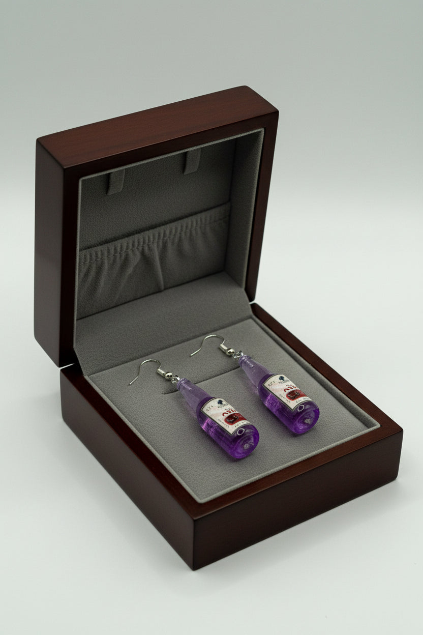 Purple Soda Bottle Dangle Earrings