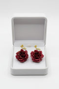 Burgundy Rose Dangle Earrings