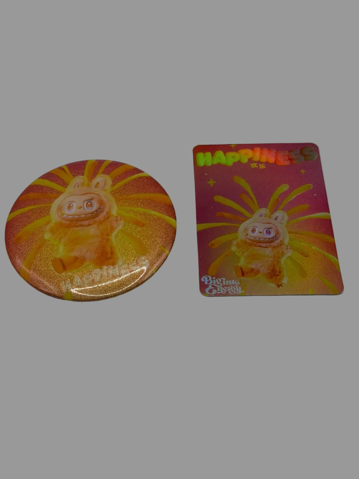 Labubu Big Into Energy Happiness Button Pin & Card