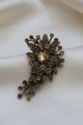 Multicolored crystal rhinestone floral brooch