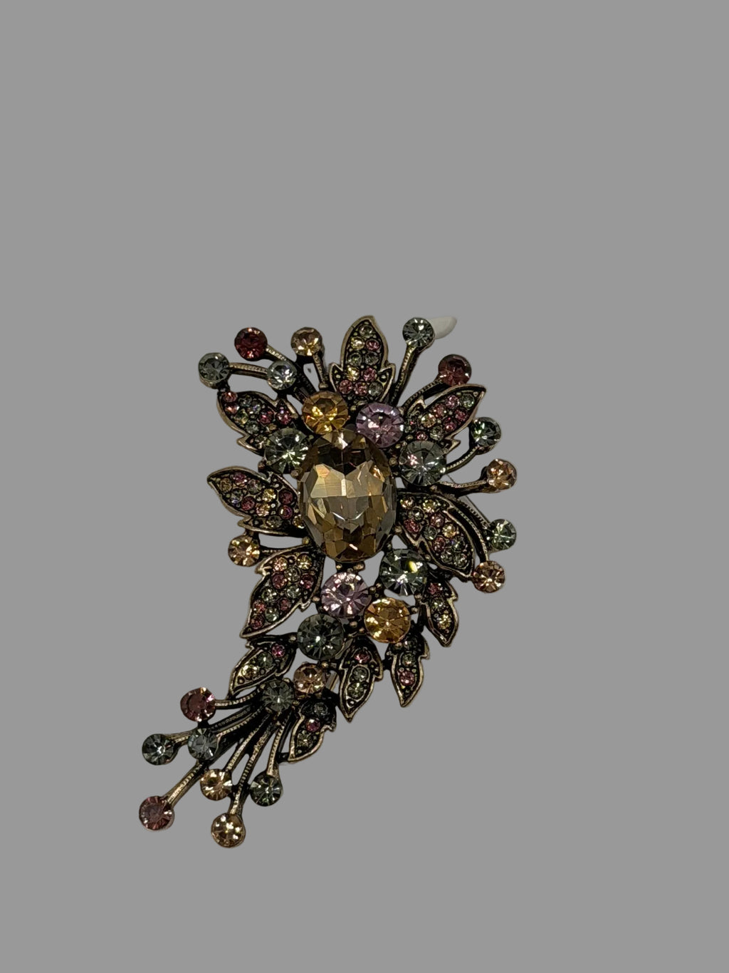 Multicolored Crystal Rhinestone Floral Brooch