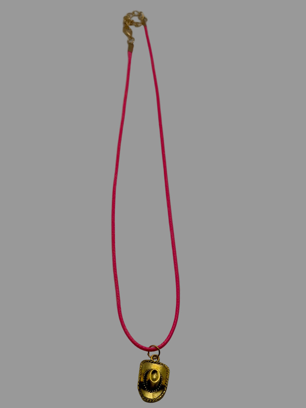 Pink Cord Cowboy Hat Necklace