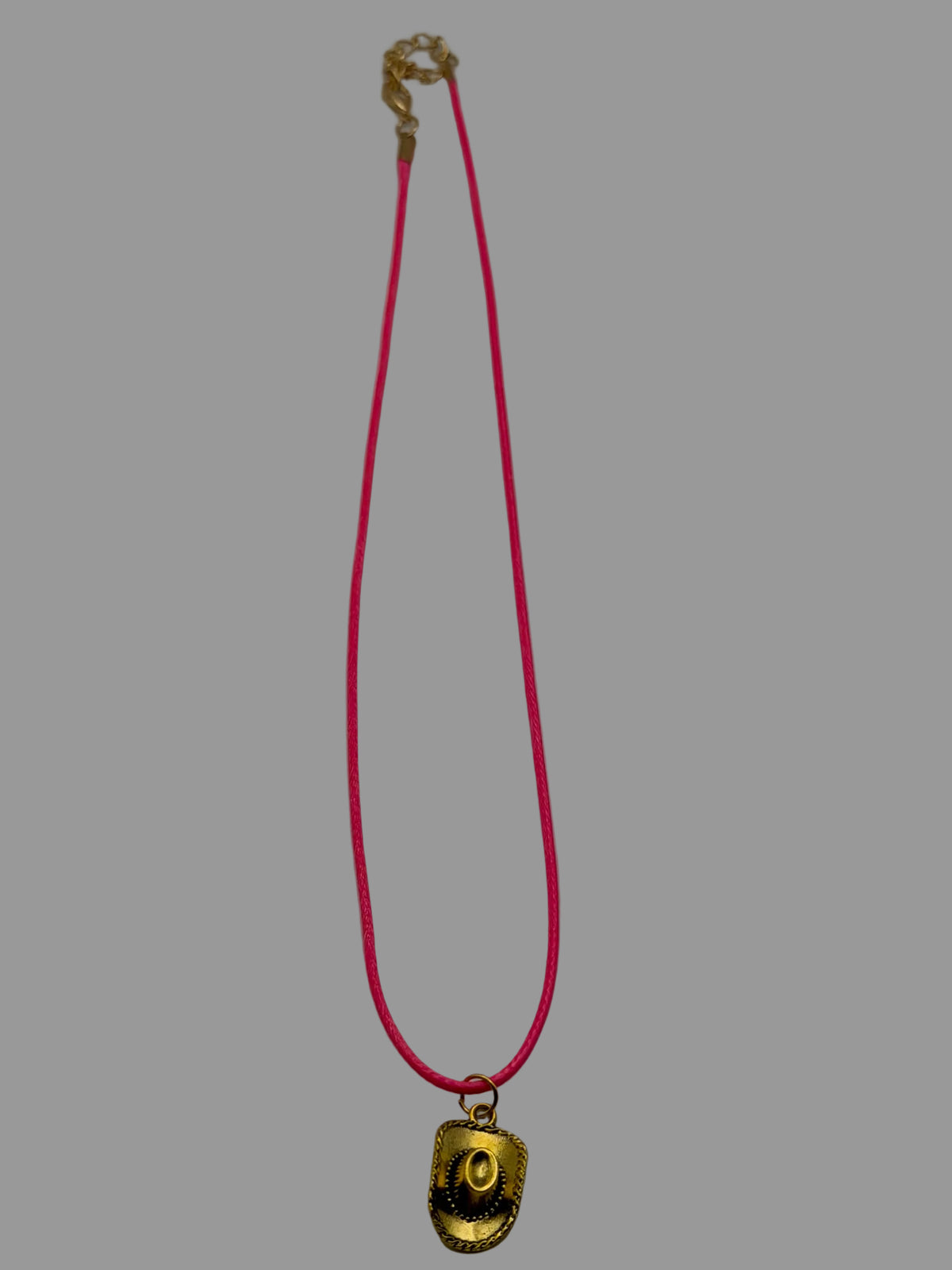 Pink Cord Cowboy Hat Necklace