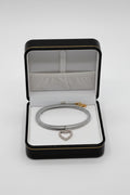 Gray Double Cord Rhinestone Heart Necklace