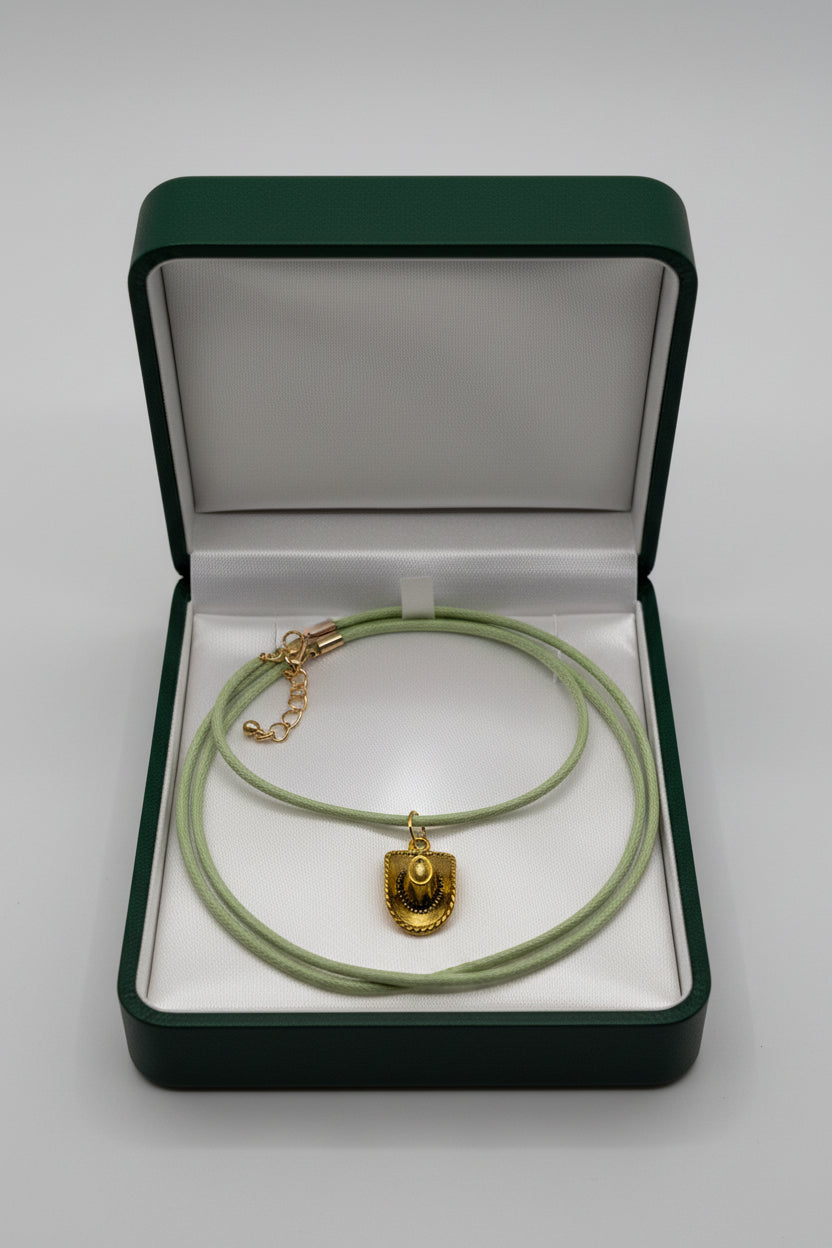 Sage Green Cord Cowboy Hat Necklace