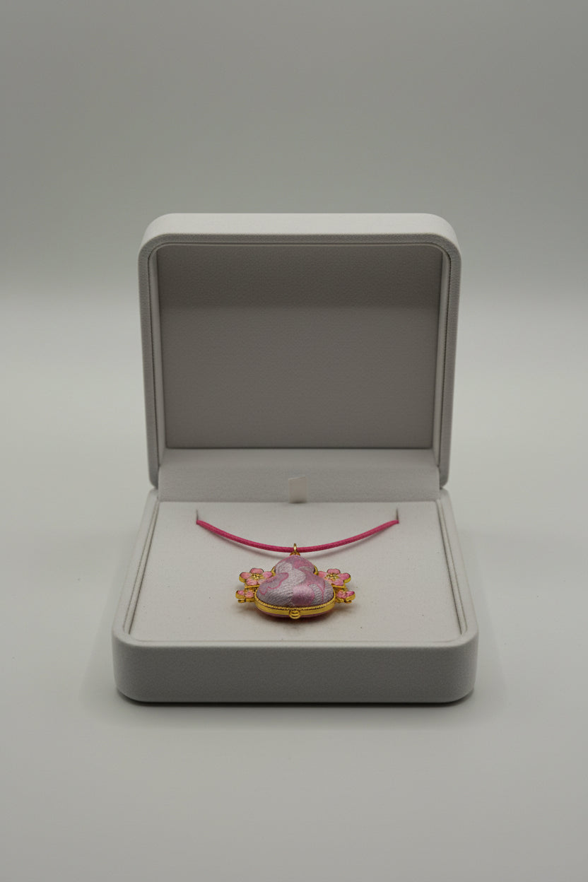 Hot Pink Cord Floral Gourd Pendant Necklace