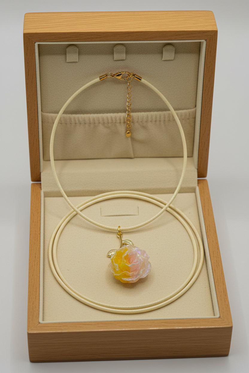 Cream Cord Peony Flower Necklace