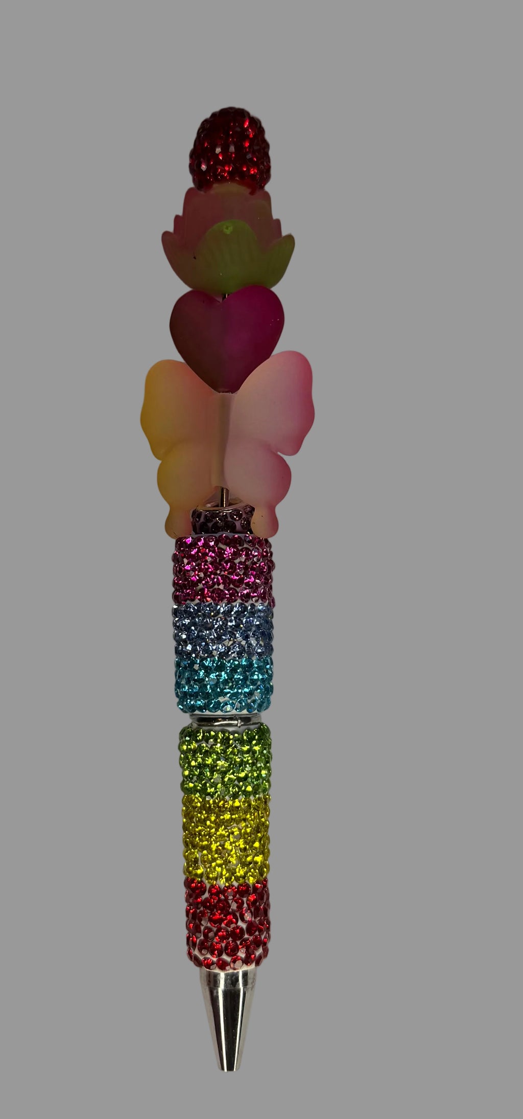 Rainbow Butterfly Rhinestone Beaded Pen