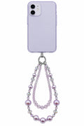 Lavender Double-Strand Beaded Phone Wristlet with Pearl & Crystal Beads