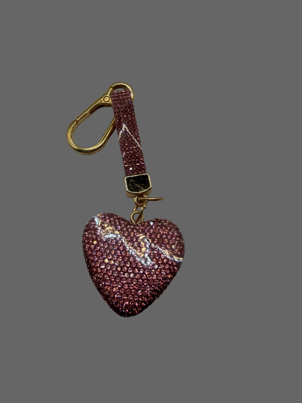Pink Rhinestone Heart Keychain