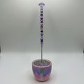 Purple beaded garden wand stake with lavender amethyst jewel topper