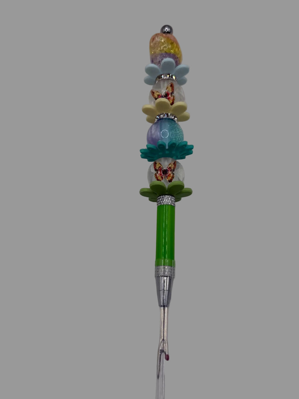 Green Butterfly Garden Beaded Seam Ripper