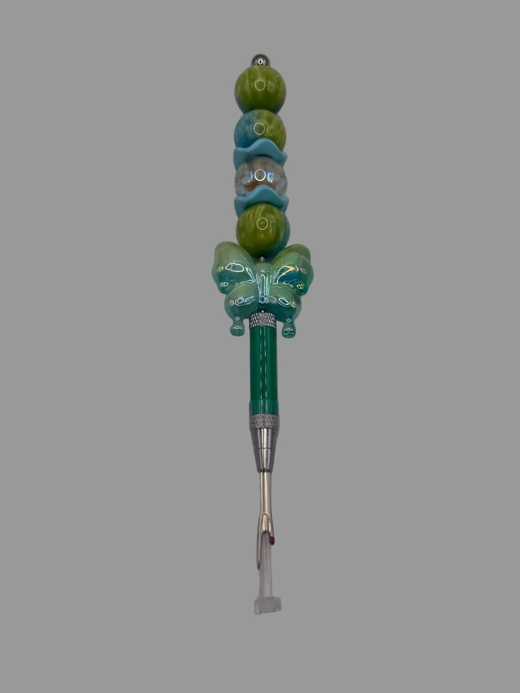 Teal Butterfly & Olive Green Beaded Seam Ripper