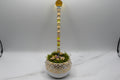 Yellow Beaded Garden Wand Stake with Amber Jewel Topper