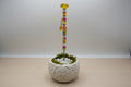 Yellow Beaded Garden Wand Stake with Yellow Dome Topper & Bear Charm